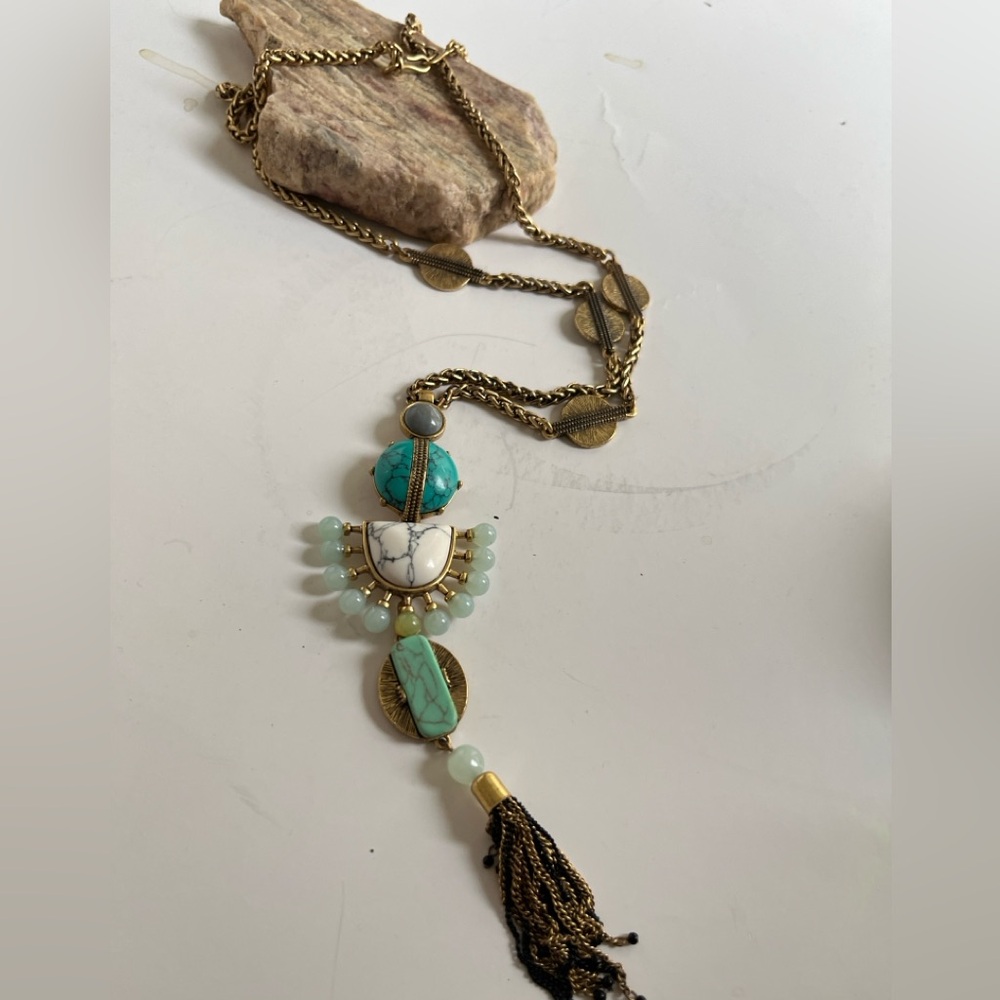 Stella & Dot Gold and Turquoise Statement Necklace